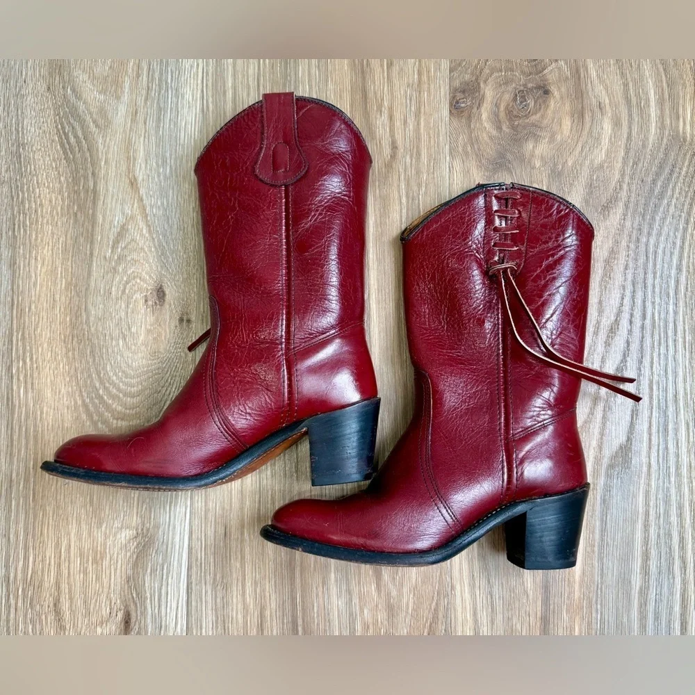 Miss Capezio Boots Burgundy Western Cowgirl Boots Size 6.5 M EUC - Picture 5 of 7